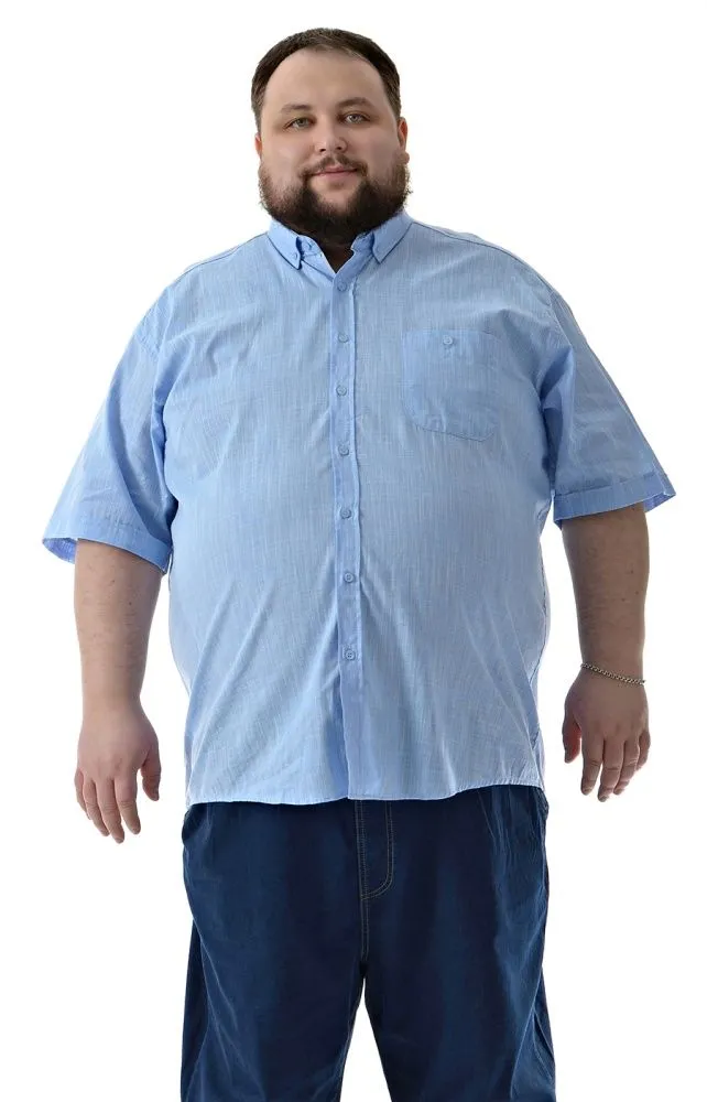 Рубашка льняная синяя Castelli  большого размера
