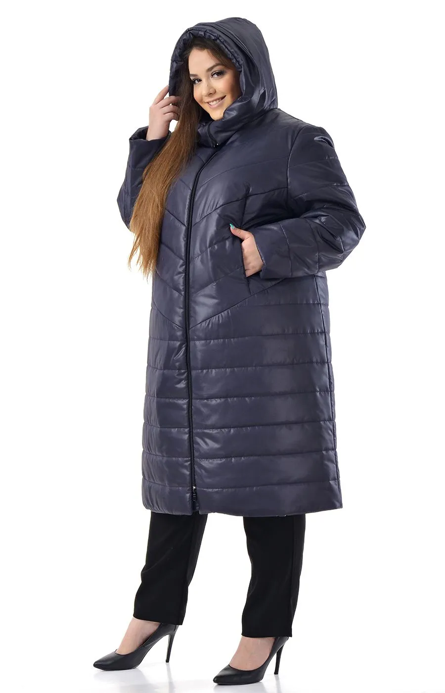 Пальто Пепер баклажан большого размера