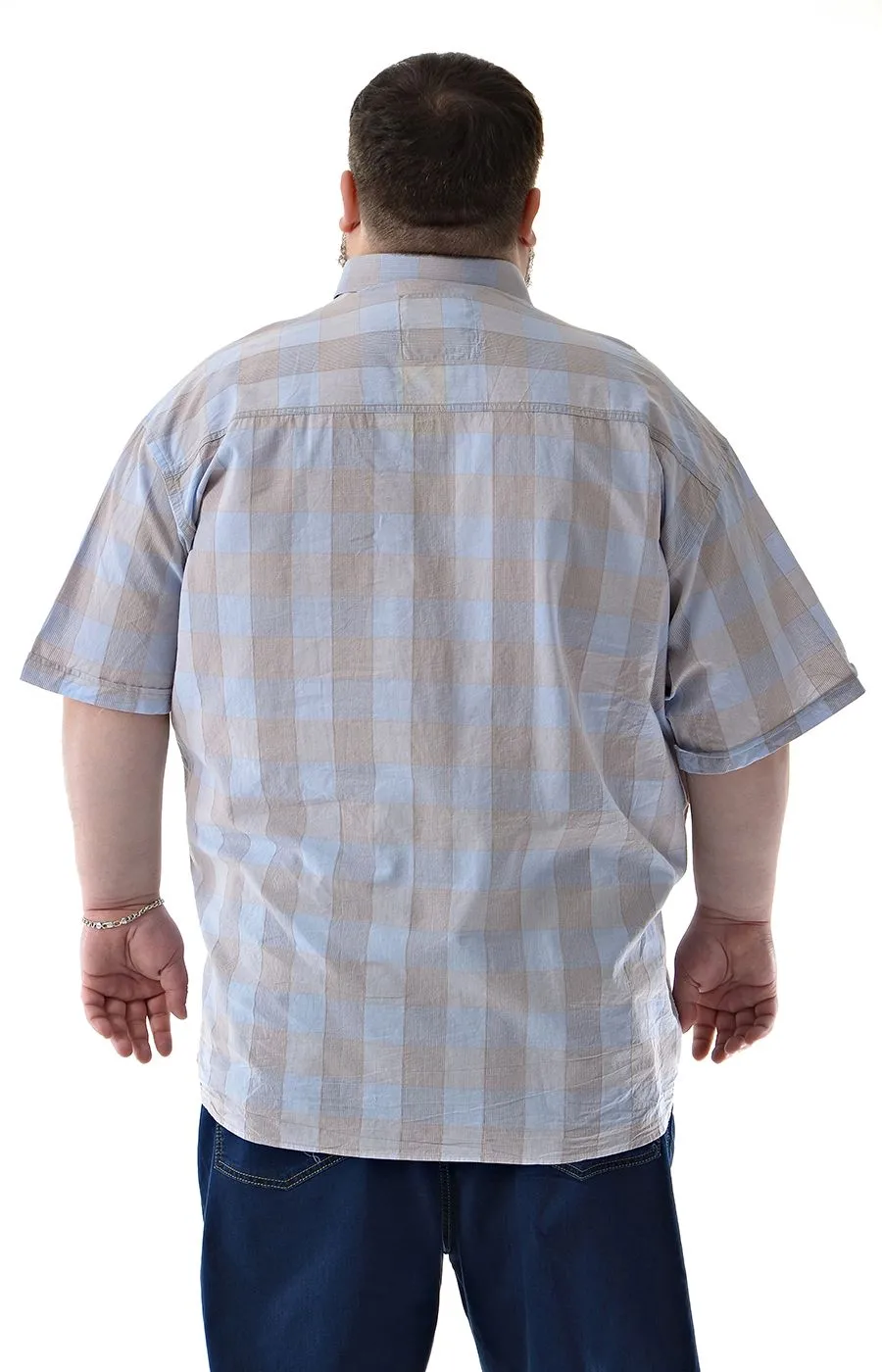 Рубашка бежево-голубая в клетку Castelli  большого размера