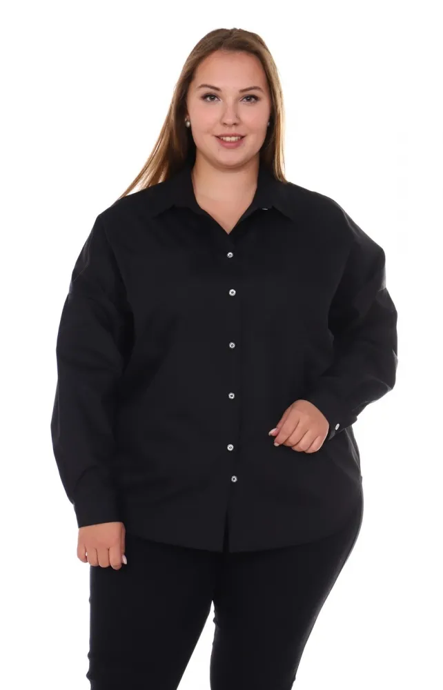 Рубашка офисная черная большого размера