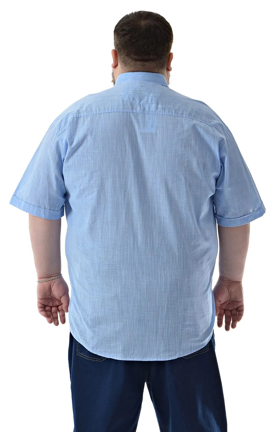 Рубашка льняная синяя Castelli  большого размера