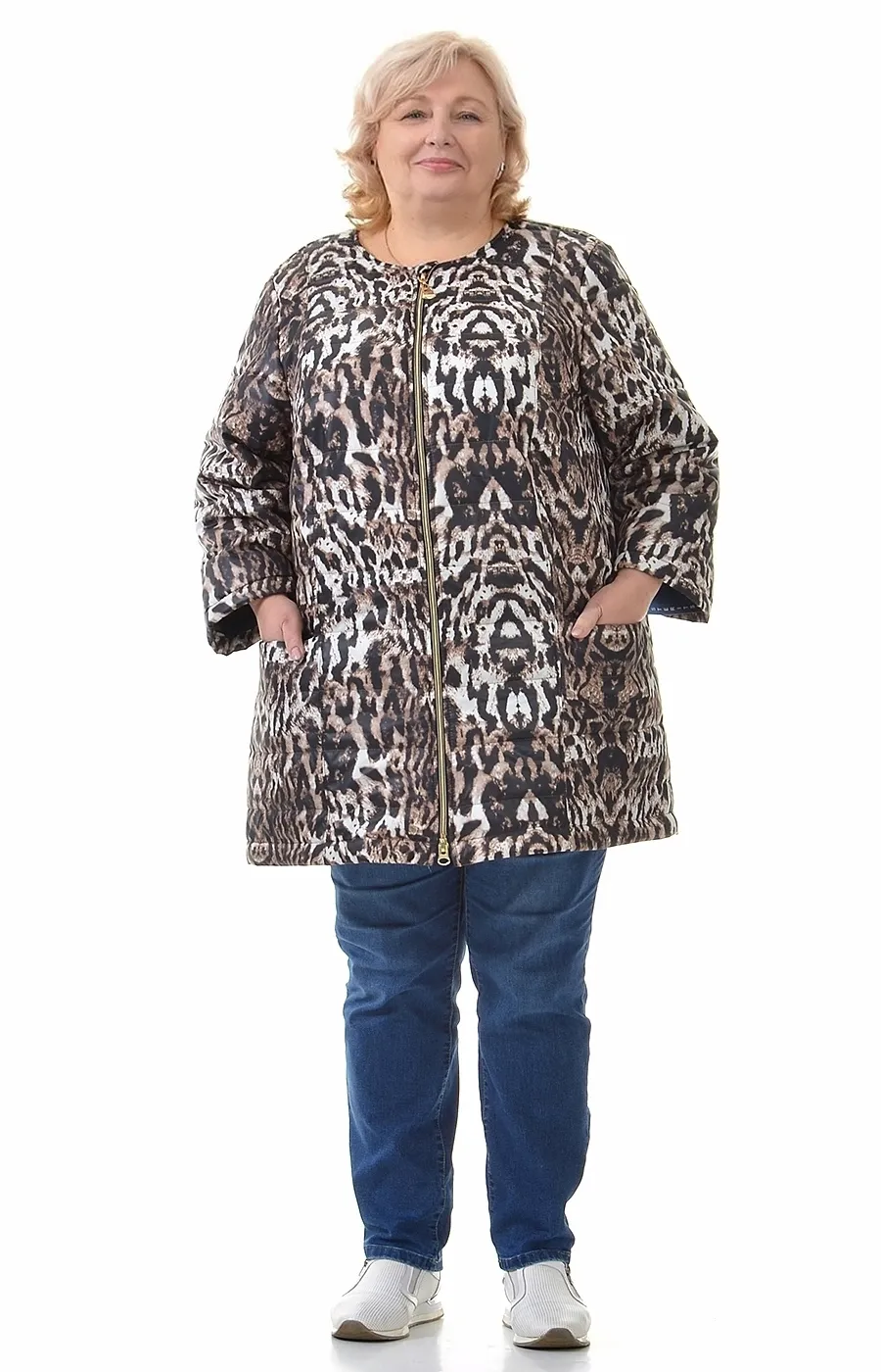 Куртка с леопардовым рисунком большого размера