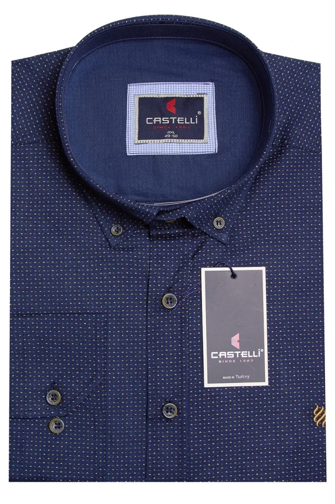 Рубашка CASTELLI синяя с рисунком большого размера
