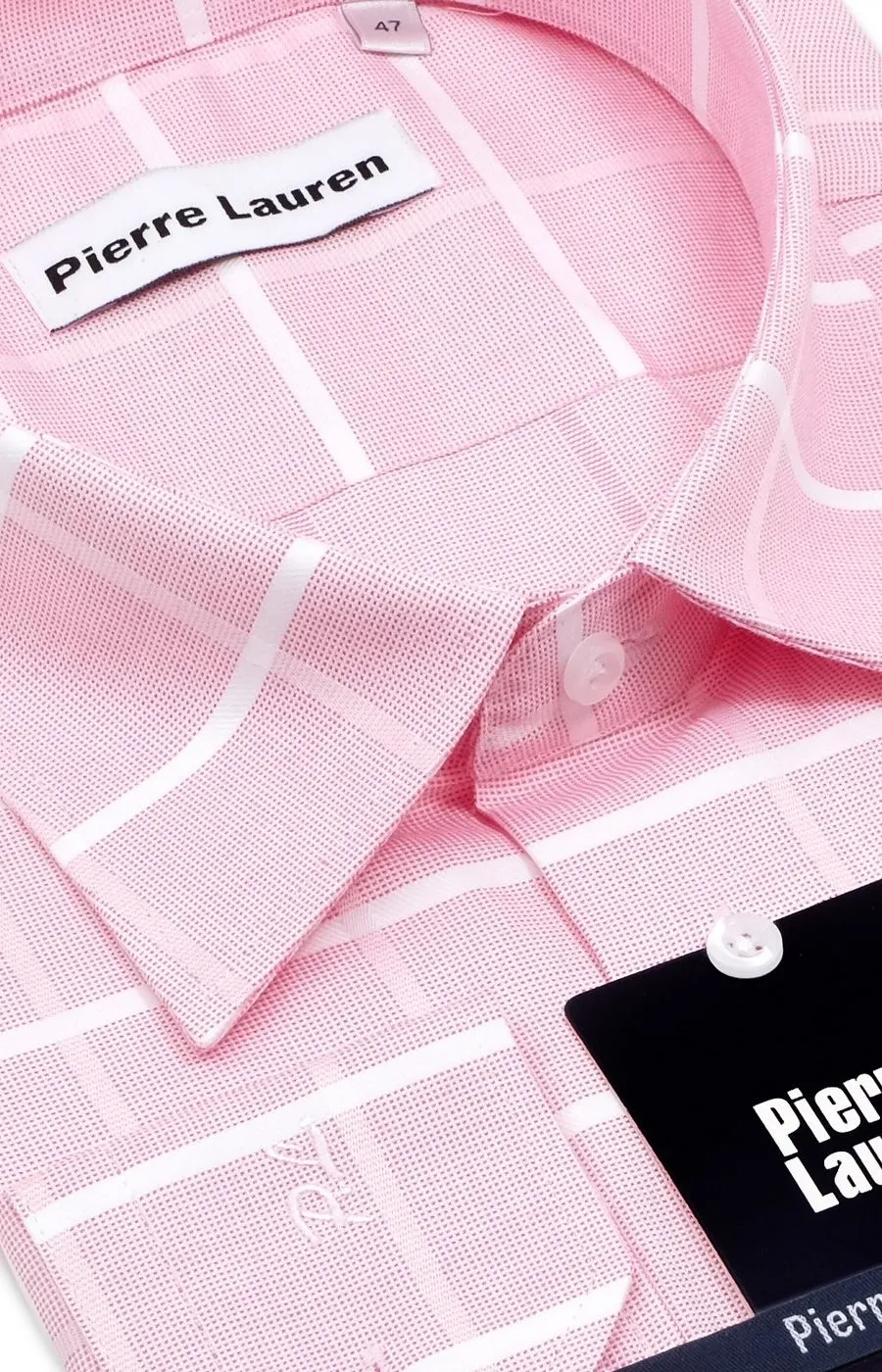 Рубашка розовая в клетку большого размера