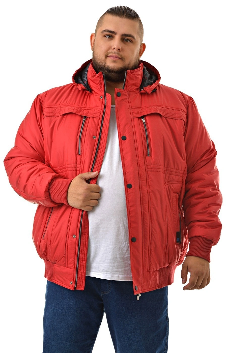 Куртка DEKONS красная с капюшоном большого размера
