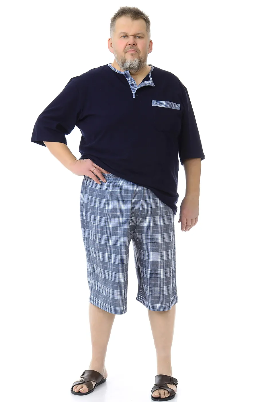 Пижама мужская с бриджами большого размера