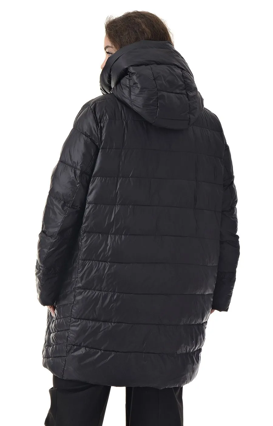 Куртка пуховик с капюшоном чёрный большого размера