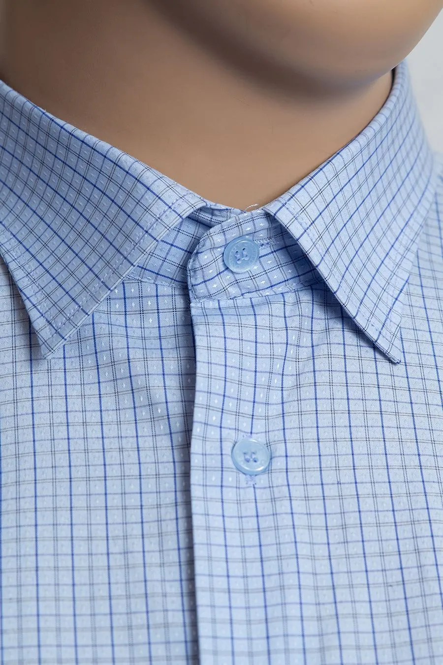 Рубашка голубая в мелкий ромбик большого размера