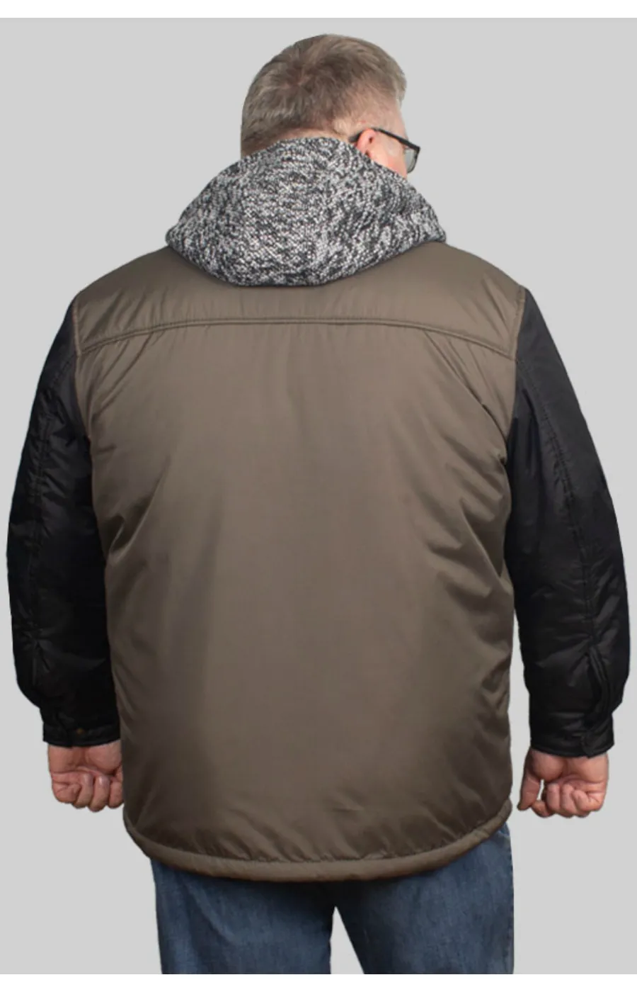 Куртка Фортуна хаки/черный большого размера