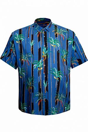 Рубашка синяя "гавайка" с пальмами